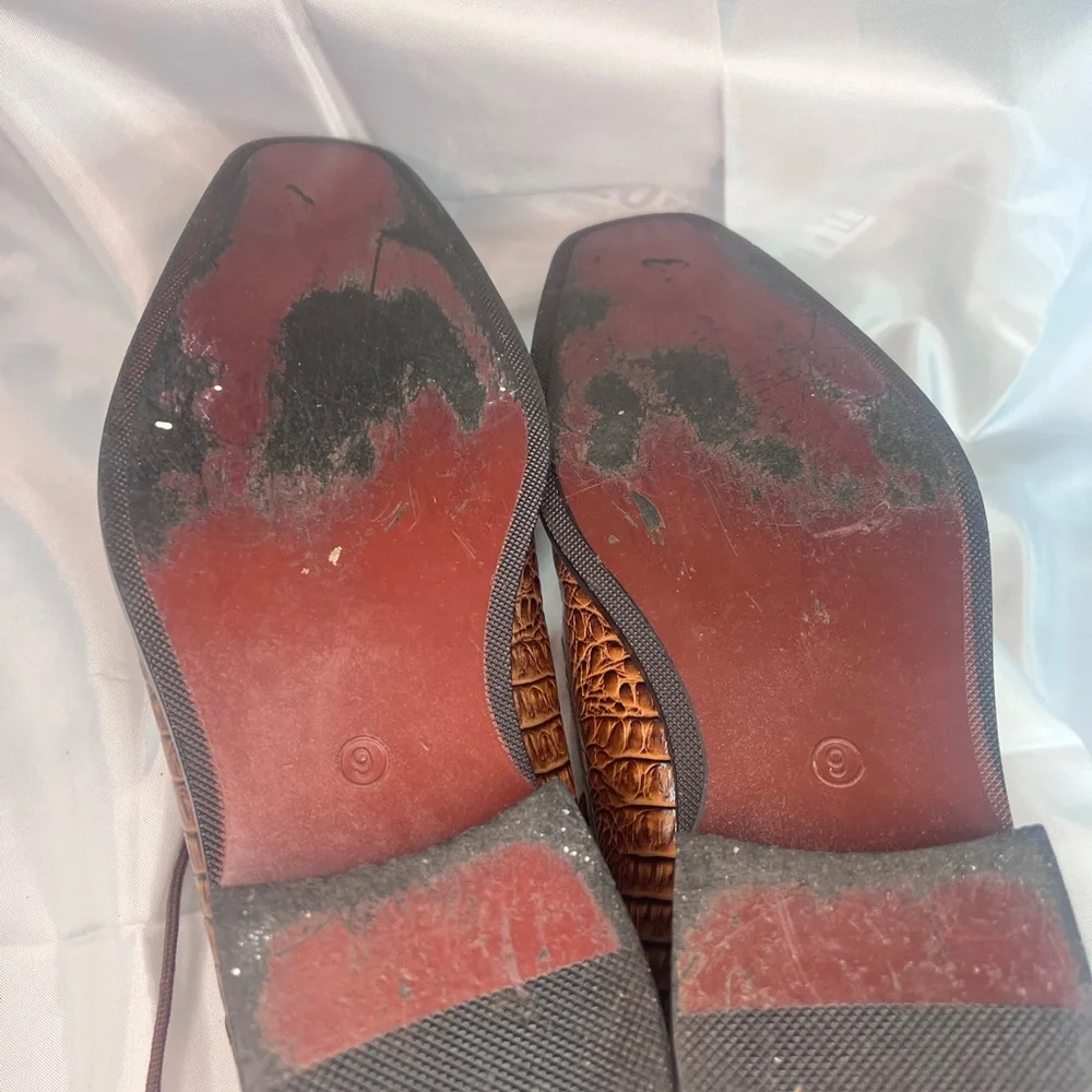 Expressions Brown/Black Faux Gator/Croc Size 9 Mens Dress Shoes‎
